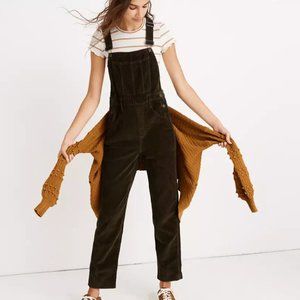 Madewell White Corduroy Straight-Leg Overalls